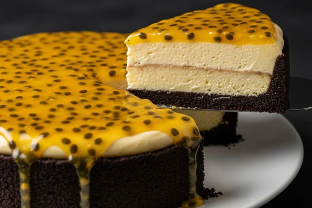 Torta de Maracujá e Chocolate com Base de Biscoito